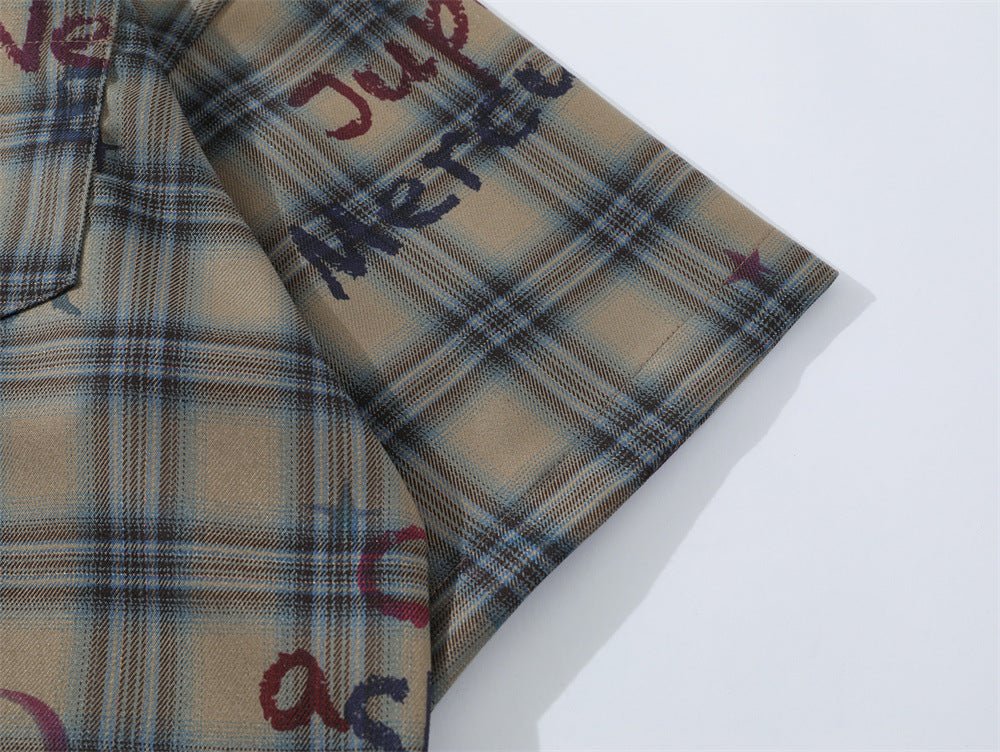 Gradient Short Sleeve Plaid Shirt Men - RALO COLLECTION STUDIO