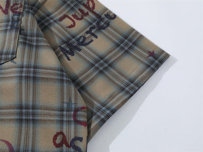 Gradient Short Sleeve Plaid Shirt Men - RALO COLLECTION STUDIO