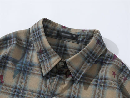 Gradient Short Sleeve Plaid Shirt Men - RALO COLLECTION STUDIO