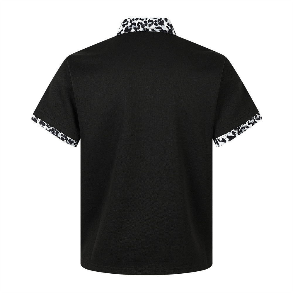Graffiti Leopard-print Lapel Short-sleeve T-shirt For Men - RALO COLLECTION STUDIO
