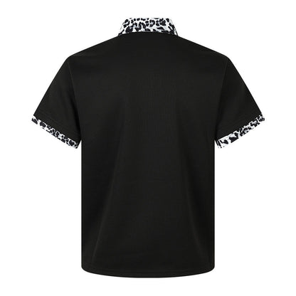 Graffiti Leopard-print Lapel Short-sleeve T-shirt For Men - RALO COLLECTION STUDIO