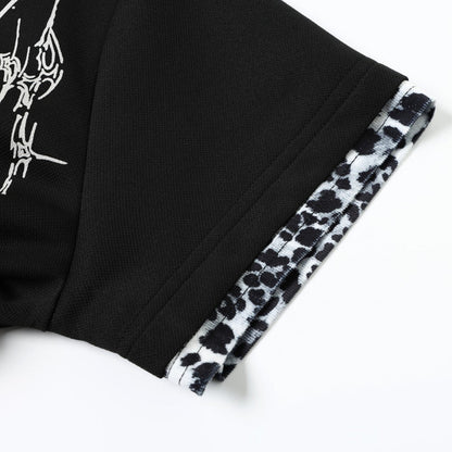 Graffiti Leopard-print Lapel Short-sleeve T-shirt For Men - RALO COLLECTION STUDIO