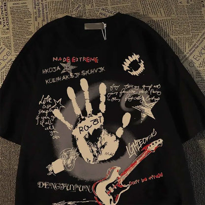 Graffiti Letter Print Short-sleeve T-shirt For Men And Women - RALO COLLECTION STUDIO