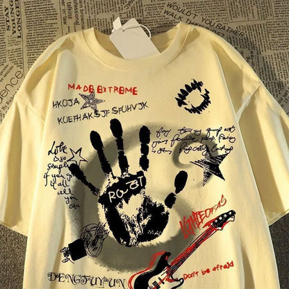 Graffiti Letter Print Short-sleeve T-shirt For Men And Women - RALO COLLECTION STUDIO