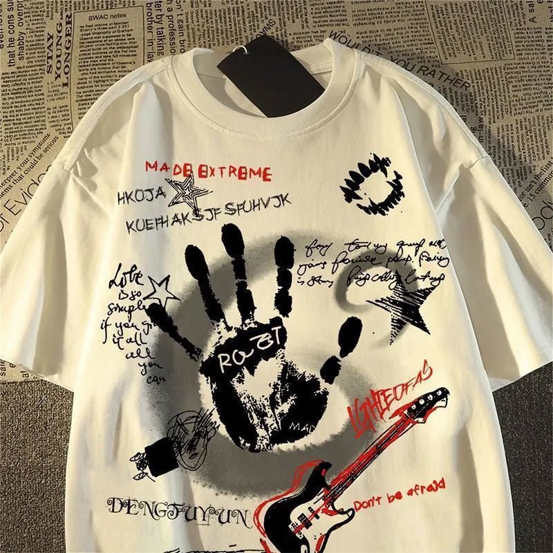Graffiti Letter Print Short-sleeve T-shirt For Men And Women - RALO COLLECTION STUDIO