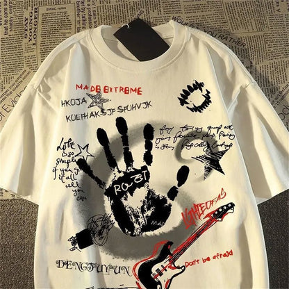 Graffiti Letter Print Short-sleeve T-shirt For Men And Women - RALO COLLECTION STUDIO