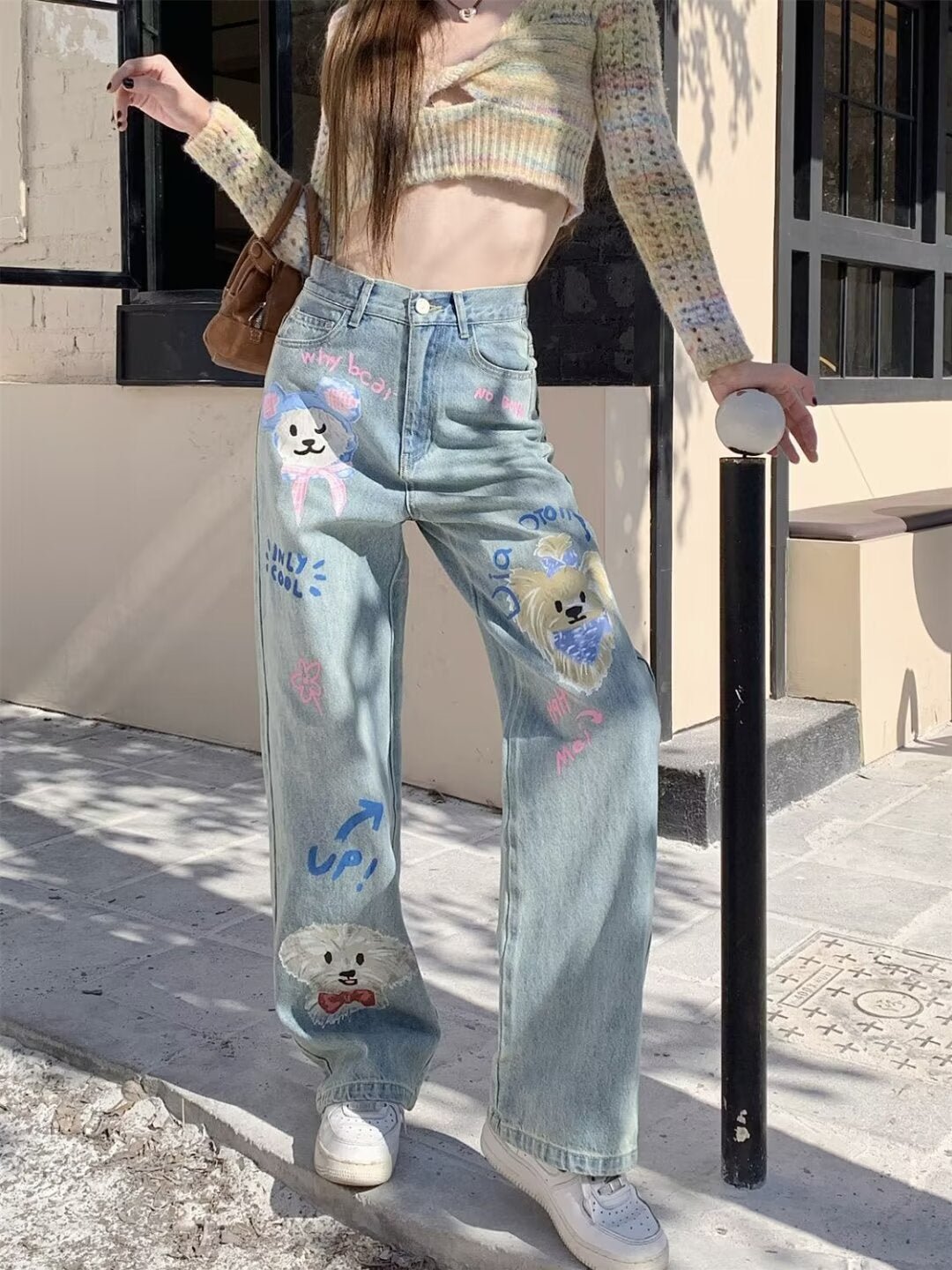 Graffiti Printing Women's High Waist Loose Straight Wide Leg Jeans - RALO COLLECTION STUDIO