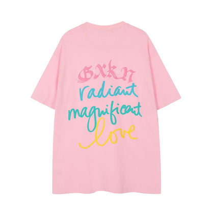 Hand-painted Letter Print Short-sleeve T-shirt For Men And Women - RALO COLLECTION STUDIO