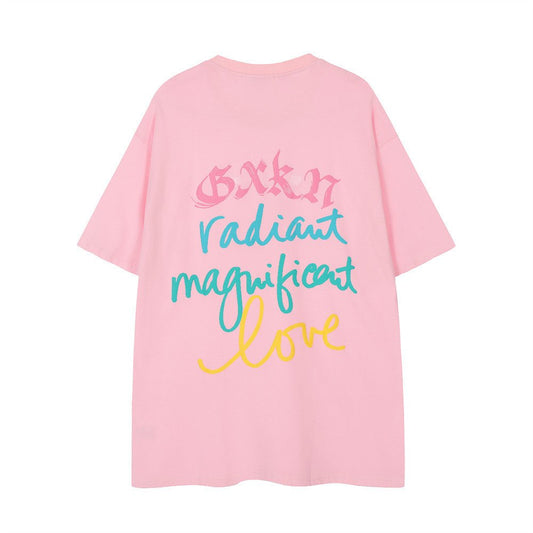 Hand-painted Letter Print Short-sleeve T-shirt For Men And Women - RALO COLLECTION STUDIO