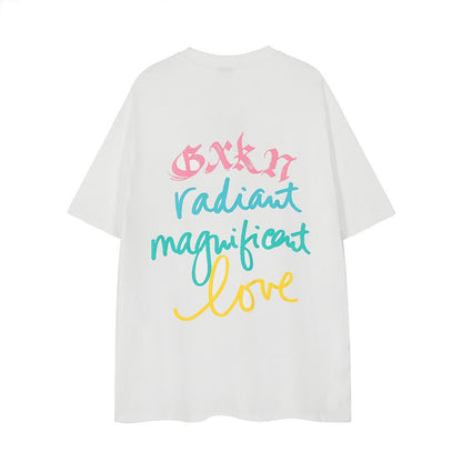 Hand-painted Letter Print Short-sleeve T-shirt For Men And Women - RALO COLLECTION STUDIO