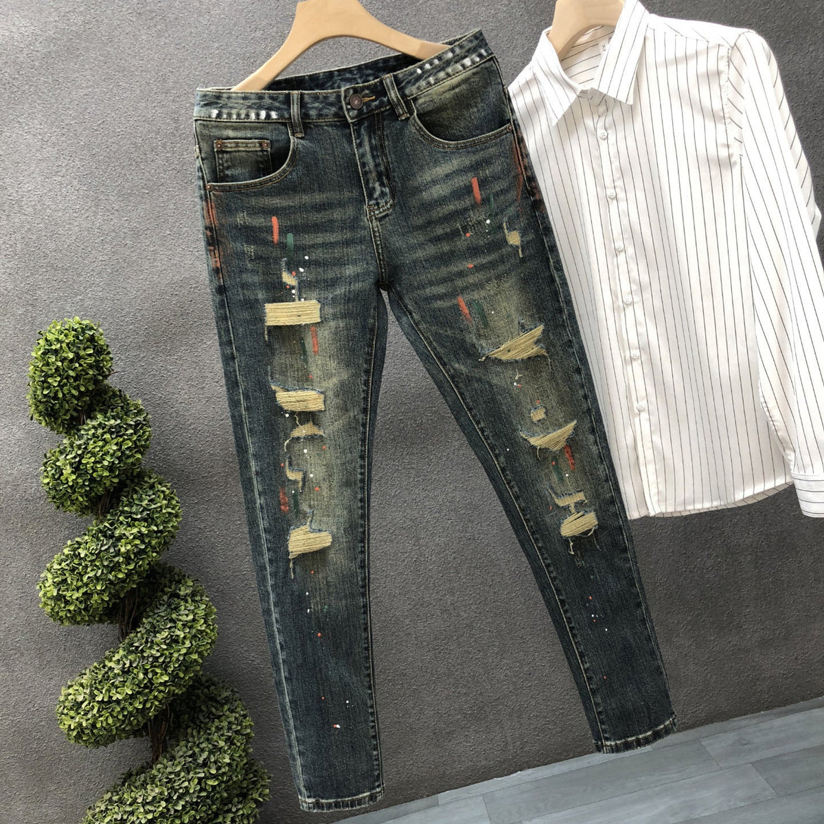 Hig Hend Paint Splatter Style Denim Jeans For Men - RALO COLLECTION STUDIO