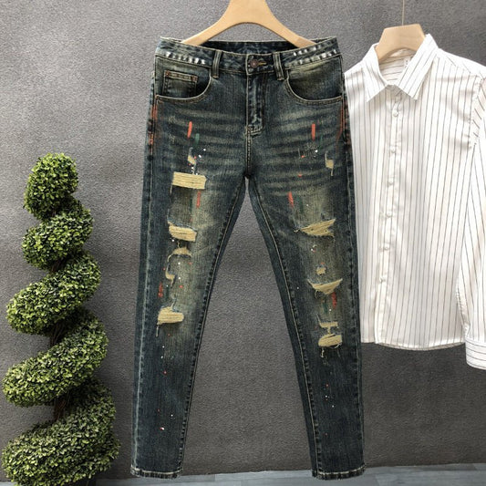 Hig Hend Paint Splatter Style Denim Jeans For Men - RALO COLLECTION STUDIO
