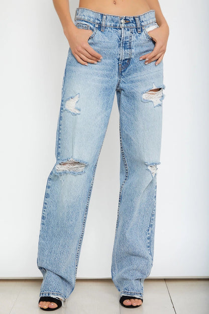 High waist ripped denim trousers - RALO COLLECTION STUDIO