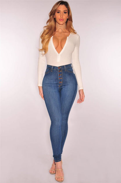 High-waist stretch slim denim pants - RALO COLLECTION STUDIO
