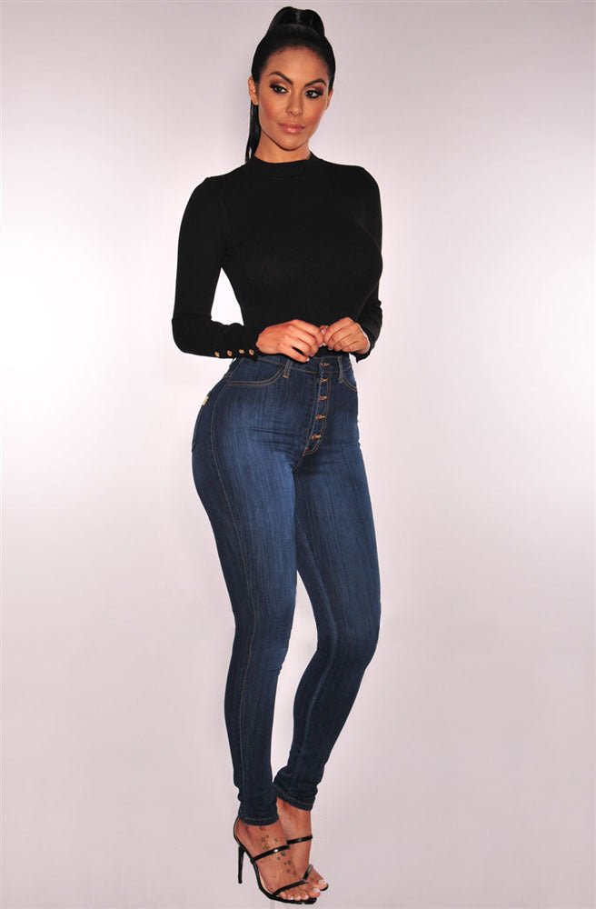 High-waist stretch slim denim pants - RALO COLLECTION STUDIO
