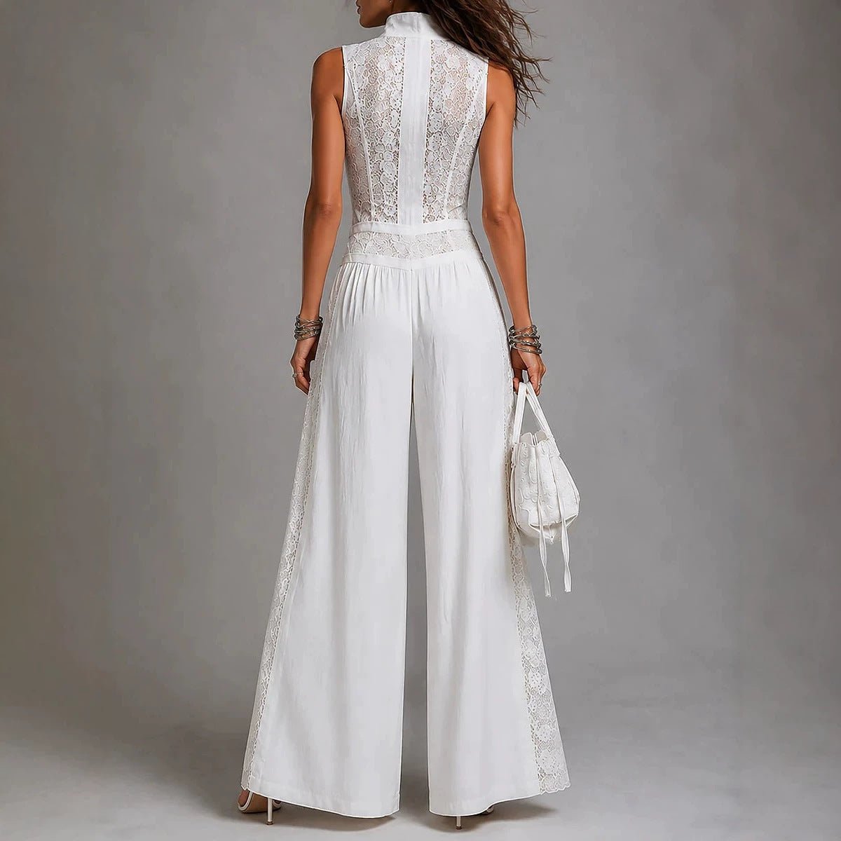 High-waisted Draping Wide-leg Jumpsuit With Side Cutouts - RALO COLLECTION STUDIO