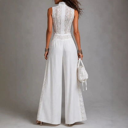 High-waisted Draping Wide-leg Jumpsuit With Side Cutouts - RALO COLLECTION STUDIO