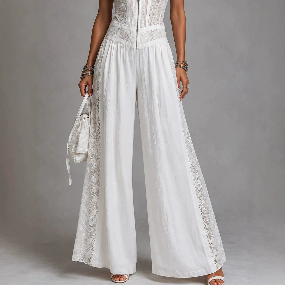High-waisted Draping Wide-leg Jumpsuit With Side Cutouts - RALO COLLECTION STUDIO