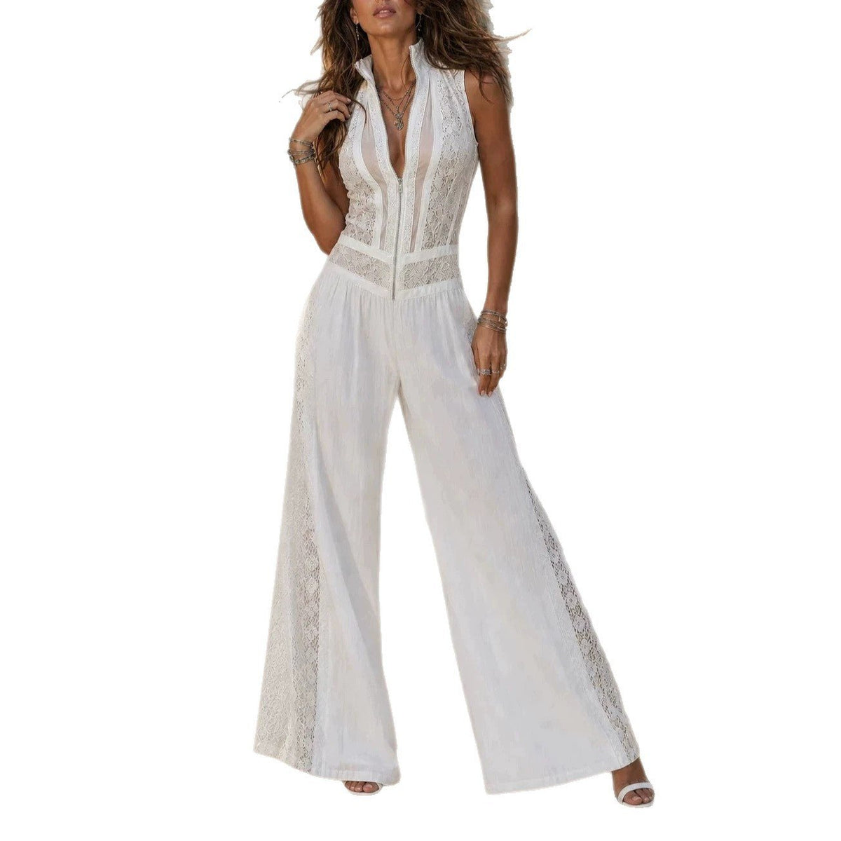 High-waisted Draping Wide-leg Jumpsuit With Side Cutouts - RALO COLLECTION STUDIO