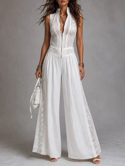 High-waisted Draping Wide-leg Jumpsuit With Side Cutouts - RALO COLLECTION STUDIO