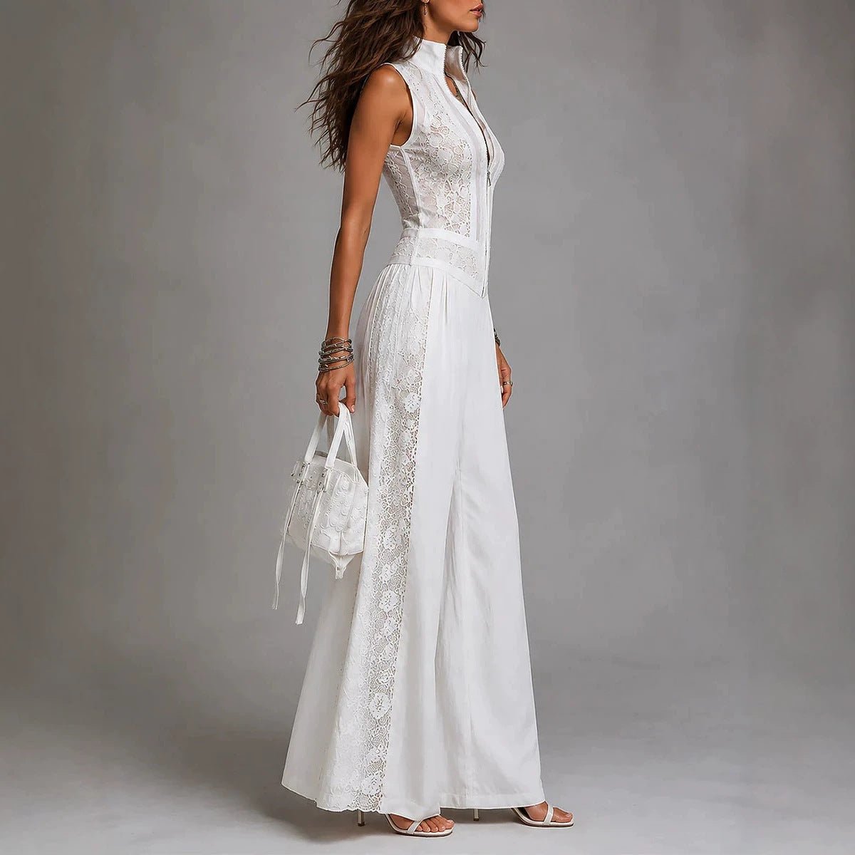 High-waisted Draping Wide-leg Jumpsuit With Side Cutouts - RALO COLLECTION STUDIO