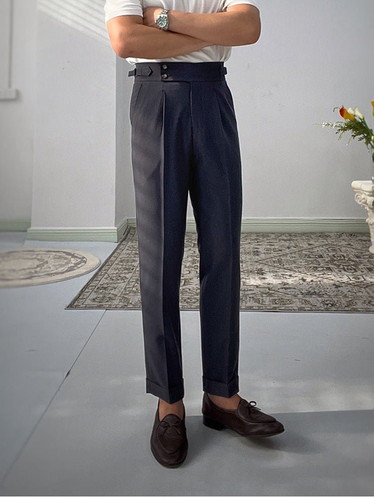 High-waisted White Retro Straight-leg Casual Pants - RALO COLLECTION STUDIO