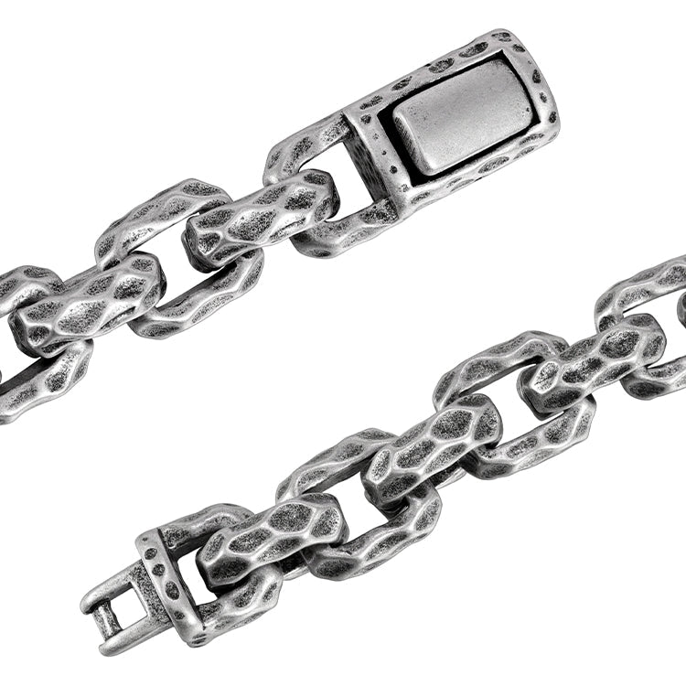 Hip Hop European And American Personality Domineering 12.5mm Thick Meteorite Crater Silver Titanium Steel Bracelet For Men - RALO COLLECTION STUDIO