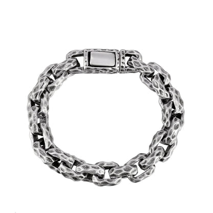 Hip Hop European And American Personality Domineering 12.5mm Thick Meteorite Crater Silver Titanium Steel Bracelet For Men - RALO COLLECTION STUDIO