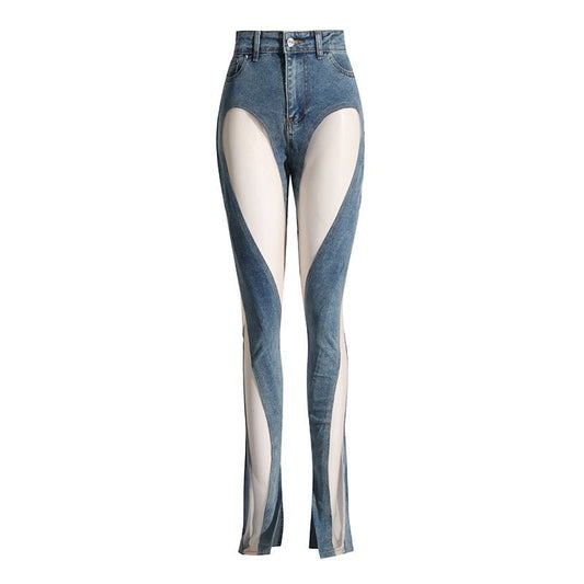 Hollow Irregular Patchwork Jeans Woman - RALO COLLECTION STUDIO