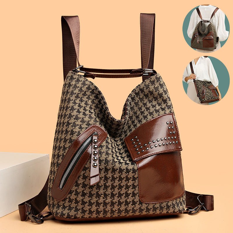 Ralo Wild Luxe Houndstooth Rivet Backpack - RALO COLLECTION STUDIO