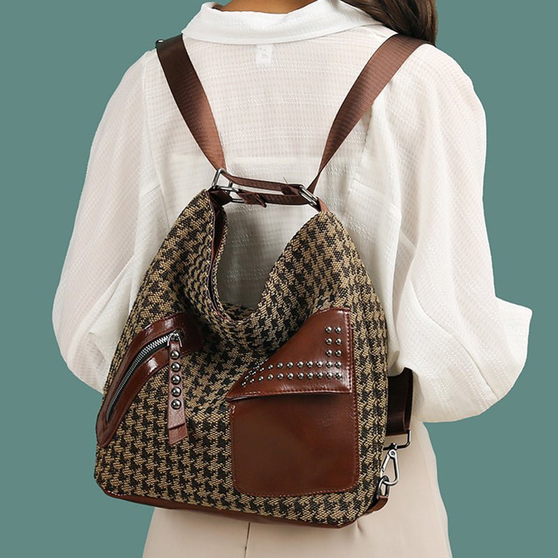 Ralo Wild Luxe Houndstooth Rivet Backpack - RALO COLLECTION STUDIO