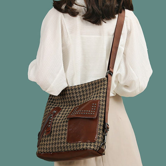 Ralo Wild Luxe Houndstooth Rivet Backpack - RALO COLLECTION STUDIO