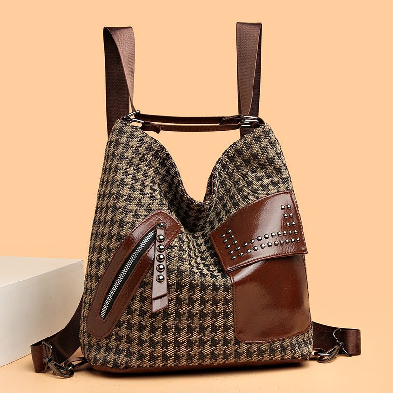 Ralo Wild Luxe Houndstooth Rivet Backpack - RALO COLLECTION STUDIO