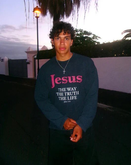 Jesus Is The Way HoodieT-Shirt With A Crew Neck And Long Sleeves - RALO COLLECTION STUDIO