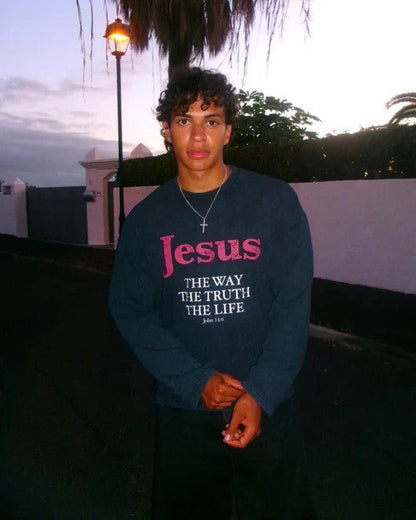Jesus Is The Way HoodieT-Shirt With A Crew Neck And Long Sleeves - RALO COLLECTION STUDIO