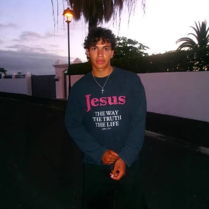 Jesus Is The Way HoodieT-Shirt With A Crew Neck And Long Sleeves - RALO COLLECTION STUDIO