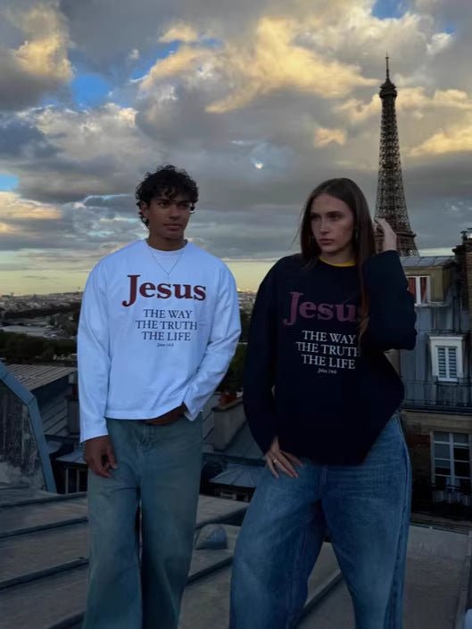 Jesus Is The Way HoodieT-Shirt With A Crew Neck And Long Sleeves - RALO COLLECTION STUDIO