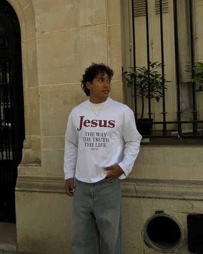 Jesus Is The Way HoodieT-Shirt With A Crew Neck And Long Sleeves - RALO COLLECTION STUDIO