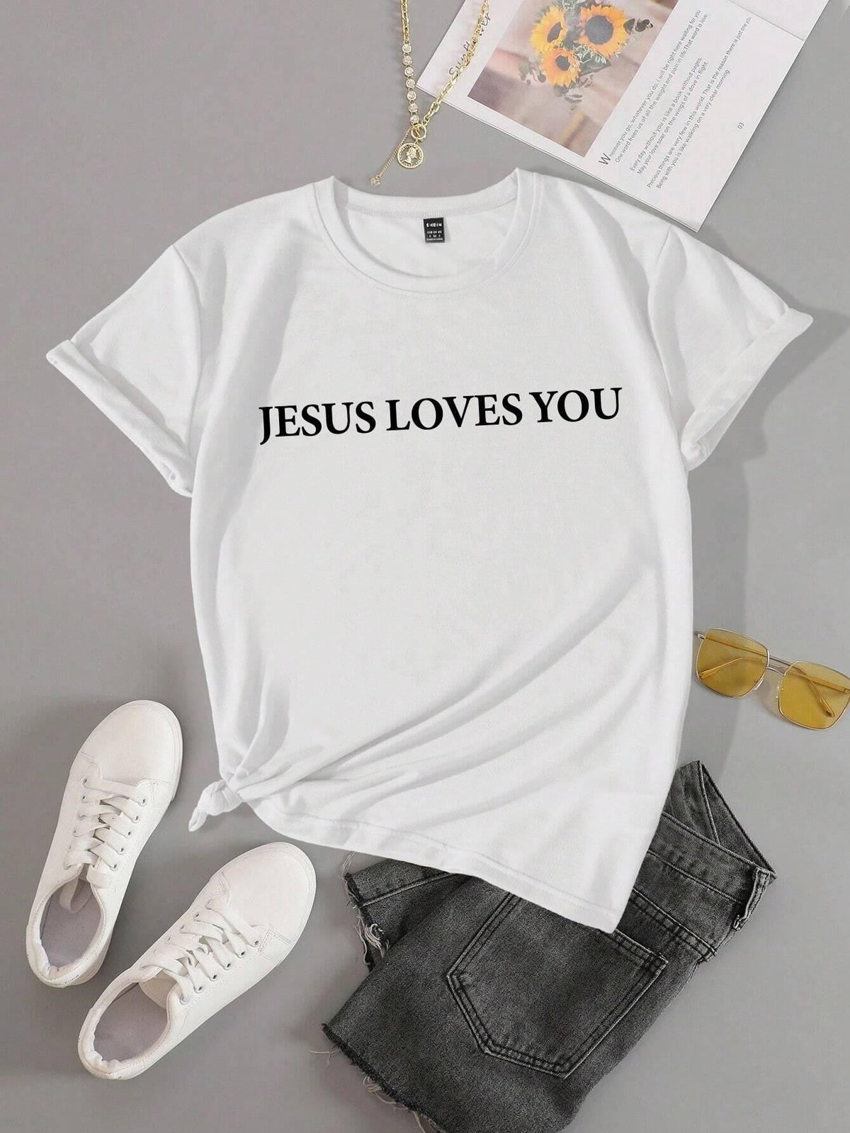 Jesus Loves You Letter Print Women T-Shirts Summer Breathabl - RALO COLLECTION STUDIO