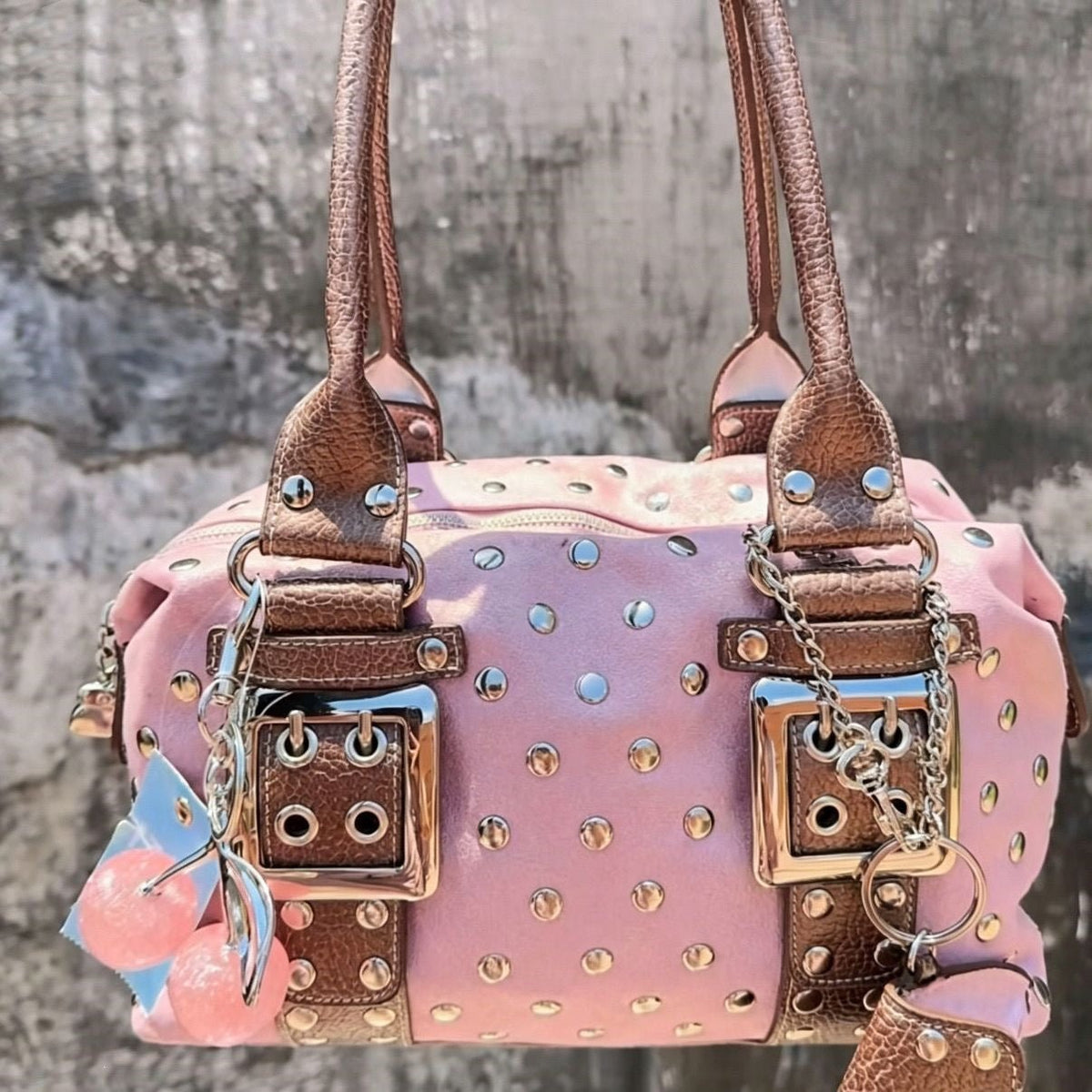Korean-Style Rivet Polka-Dot Retro Leather Tote Bag Ralo Collection - RALO COLLECTION STUDIO