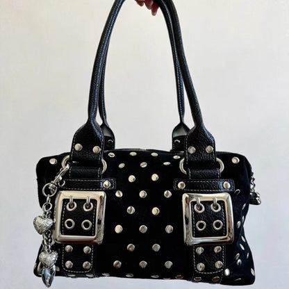Korean-Style Rivet Polka-Dot Retro Leather Tote Bag Ralo Collection - RALO COLLECTION STUDIO