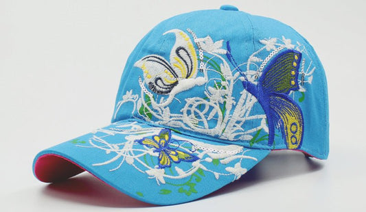 Korean Version Embroidered Baseball Butterfly Embroidery Duck Tongue Print Tide Hat Hat Women Hat Wholesale Sunscreen Hats - RALO COLLECTION STUDIO
