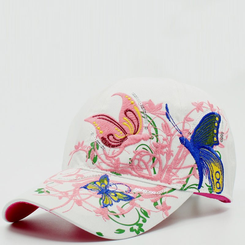 Korean Version Embroidered Baseball Butterfly Embroidery Duck Tongue Print Tide Hat Hat Women Hat Wholesale Sunscreen Hats - RALO COLLECTION STUDIO
