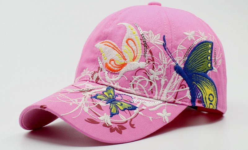 Korean Version Embroidered Baseball Butterfly Embroidery Duck Tongue Print Tide Hat Hat Women Hat Wholesale Sunscreen Hats - RALO COLLECTION STUDIO