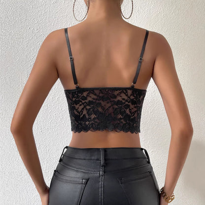 Lace Camisole Cross-front Short-sleeve Top For Women - RALO COLLECTION STUDIO
