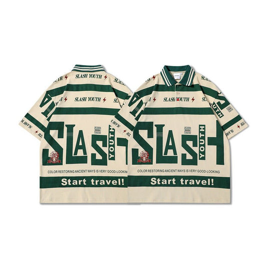 Lapel Contrast Color Vintage Style Short Sleeves For Men And Women - RALO COLLECTION STUDIO