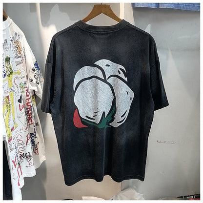 Letter Print High Street Loose Fashion Cotton Short Sleeve T-shirt Men - RALO COLLECTION STUDIO