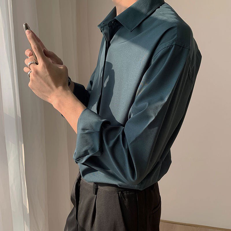 Long Sleeve Retro Style Drape White Shirt - RALO COLLECTION STUDIO