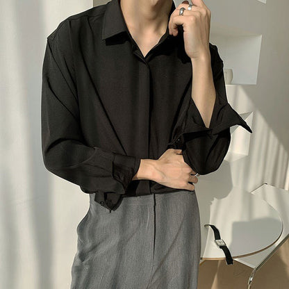 Long Sleeve Retro Style Drape White Shirt - RALO COLLECTION STUDIO