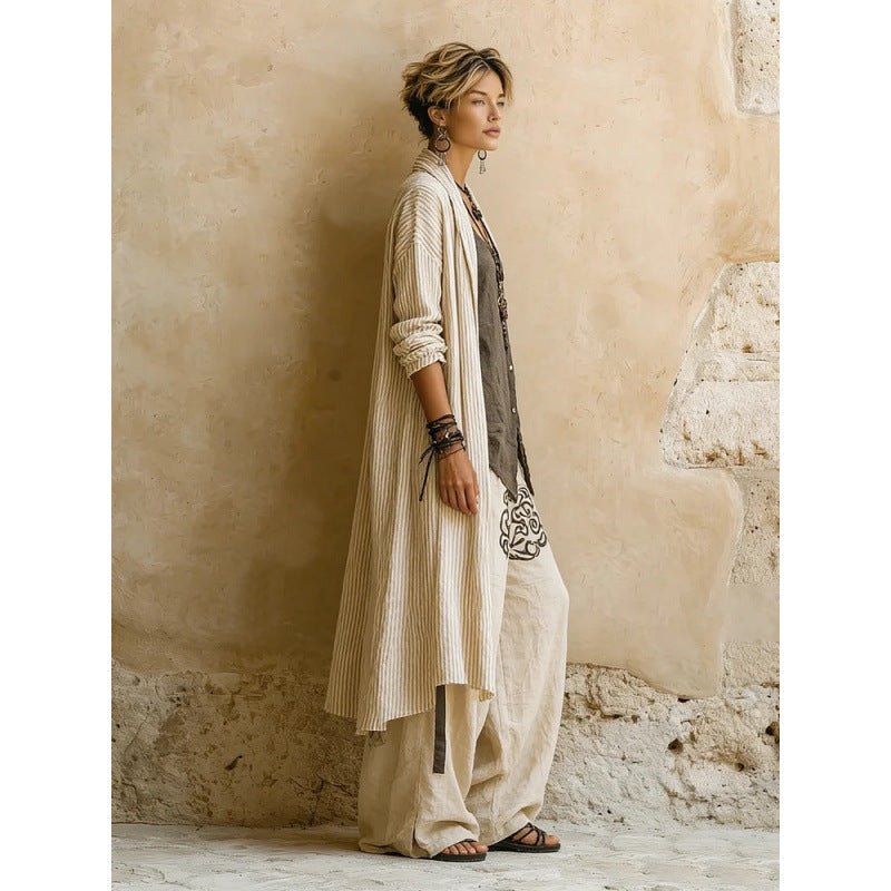 Loose-fitting Robe And Wide-leg Pants Three-piece Set For Women - RALO COLLECTION STUDIO